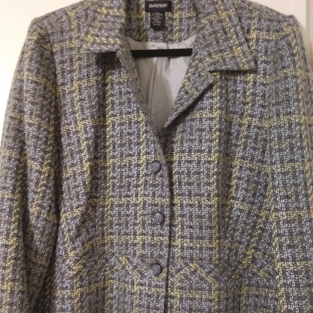 Avenue Gray and Yellow Tweed Blazer